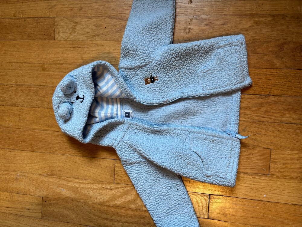 Carter's Baby Sherpa Fleece Jacket 9M - Bear Ears Hood, Light Blue